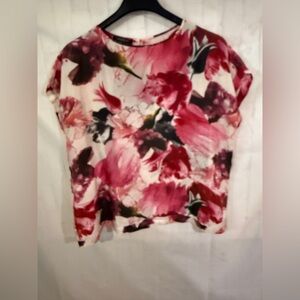 Lafayette 148 New York Pink and Red Floral Blouse